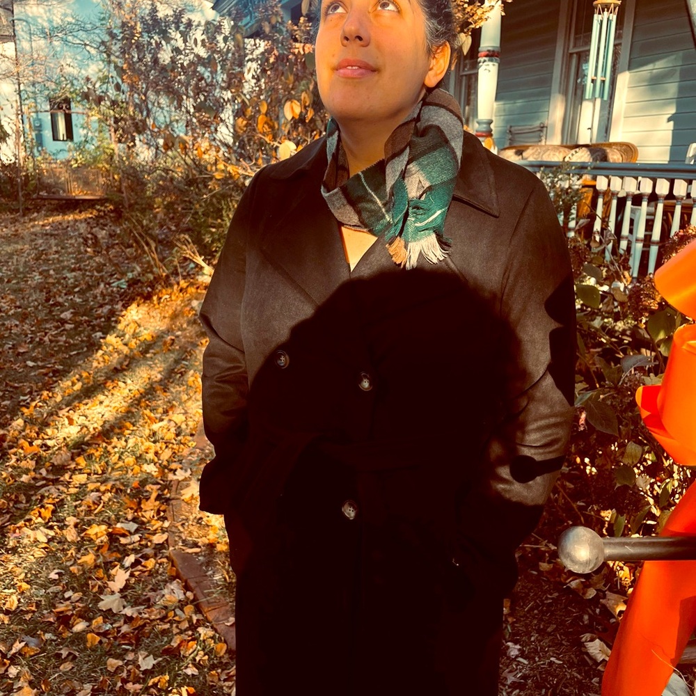 Faux suede mid length trench made in Italy
